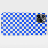 Cobalt and cream checkerboard pattern iPhone hülle (Rückseite (Horizontal))