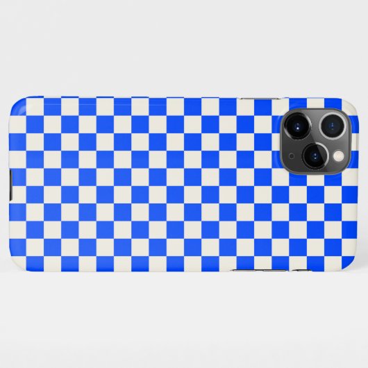 Cobalt and cream checkerboard pattern iPhone hülle (Rückseite (Horizontal))