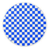 Cobalt and cream checkerboard pattern keramikknauf (Vorderseite)