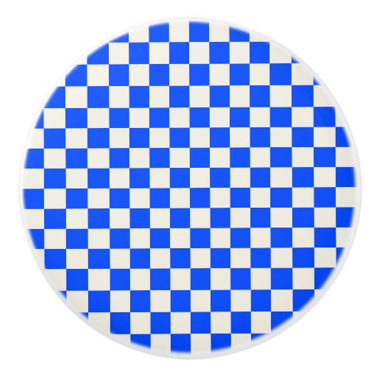 Cobalt and cream checkerboard pattern keramikknauf (Vorderseite)