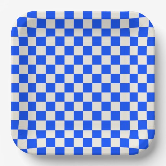 Cobalt and cream checkerboard pattern pappteller (Vorderseite)