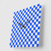 Cobalt and cream checkerboard pattern quadratische wanduhr (Winkel)