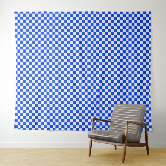 Cobalt and cream checkerboard pattern wandteppich (Beispiel (Horizontal))