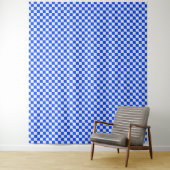 Cobalt and cream checkerboard pattern wandteppich (Beispiel)