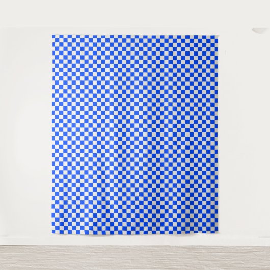 Cobalt and cream checkerboard pattern wandteppich (Vorderseite)