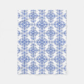 Cobalt Blau und Weiß Floral Damask Style Muster Fleecedecke (Vorderseite)