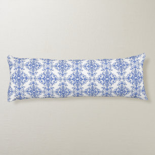 Cobalt Blau und Weiß Floral Damask Style Muster Seitenschläferkissen