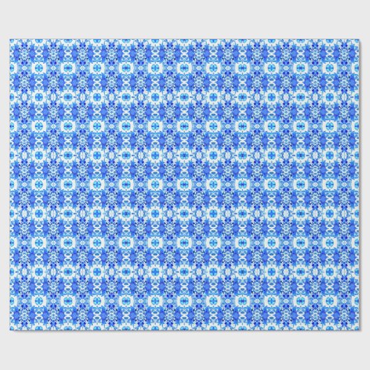 Cobalt Blau-Weiß-Batik-Muster Geschenkpapier (Flach)