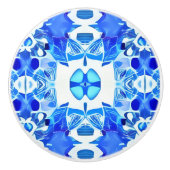 Cobalt Blau-Weiß-Batik-Muster Keramikknauf (Vorderseite)