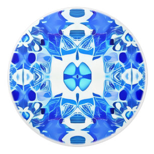 Cobalt Blau-Weiß-Batik-Muster Keramikknauf