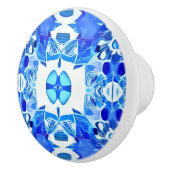 Cobalt Blau-Weiß-Batik-Muster Keramikknauf (Rechts)