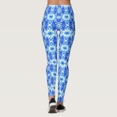 Cobalt Blau-Weiß-Batik-Muster Leggings (Rückseite)