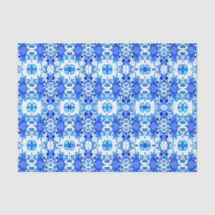 Cobalt Blau-Weiß-Batik-Muster Seidenpapier