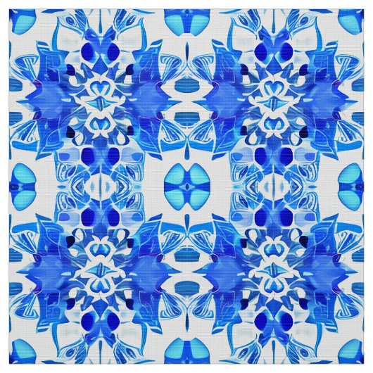 Cobalt Blau-Weiß-Batik-Muster Stoff (Muster)