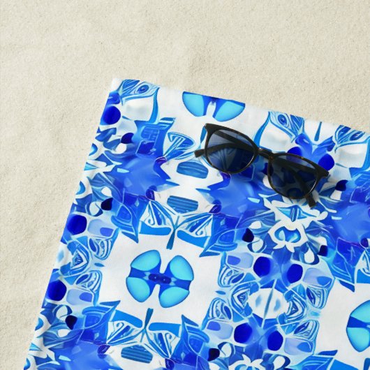Cobalt Blau-Weiß-Batik-Muster Strandtuch (Beispiel)