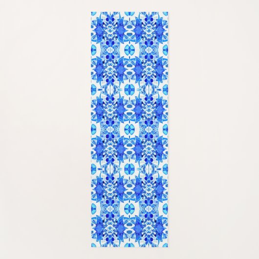 Cobalt Blau-Weiß-Batik-Muster Yogamatte (Vorderseite)