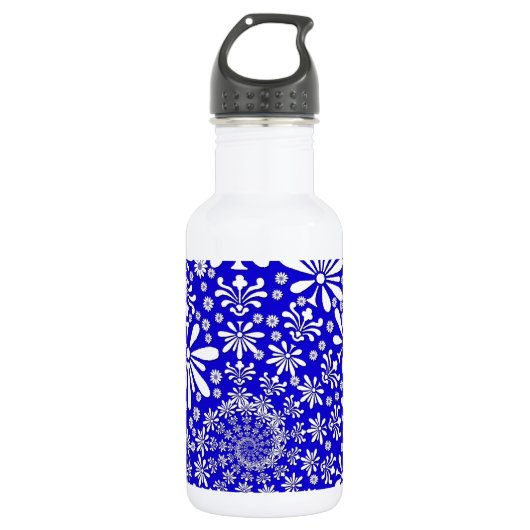 Cobalt Blau-Weiß-Muster Trinkflasche (Vorderseite)