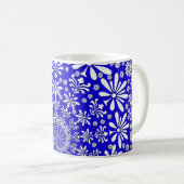 Cobalt Blau-weiße Fun-Blütenmuster Kaffeetasse (VorderseiteRechts)