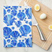 Cobalt Blau-Weiße Muscheln Geschirrtuch (Viertel Falte)