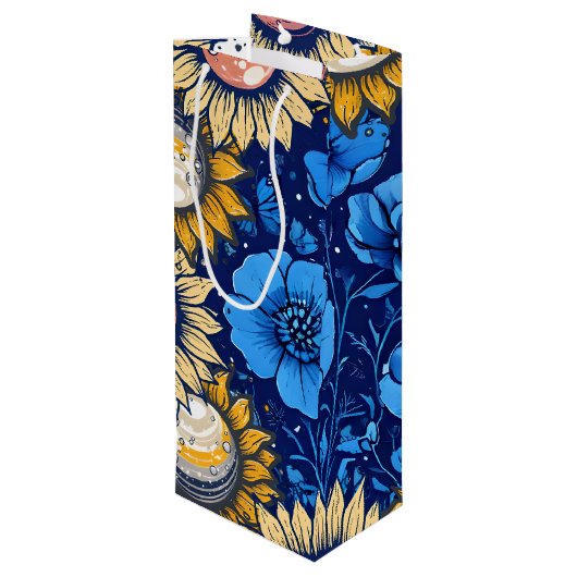 Cobalt Bloom  Geschenktüte Für Weinflaschen (Rückseite Schrägansicht)