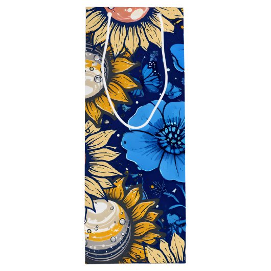 Cobalt Bloom  Geschenktüte Für Weinflaschen (Rückseite)