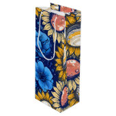 Cobalt Bloom  Geschenktüte Für Weinflaschen (Vorderseite Schrägansicht)