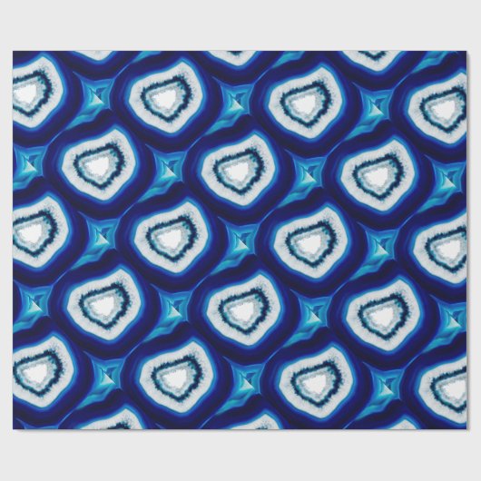Cobalt Blue Agate Wrapping Paper Geschenkpapier (Flach)