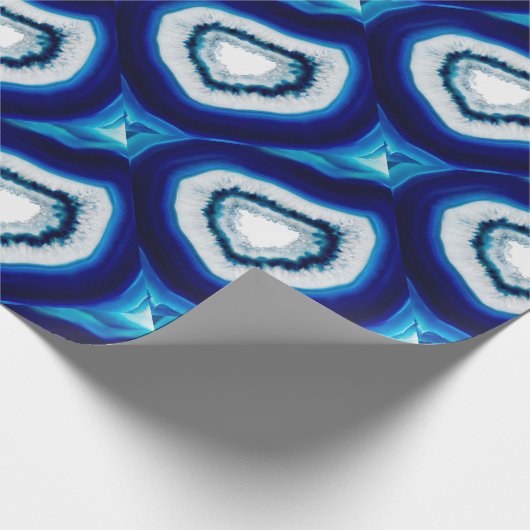 Cobalt Blue Agate Wrapping Paper Geschenkpapier (Ecke)