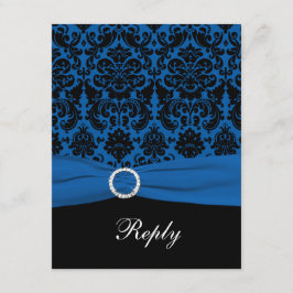 Cobalt Blue and Black Damask RSVP-Karte RSVP Karte
