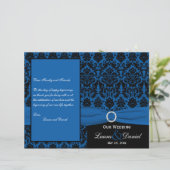 Cobalt Blue and Black Damask Wedding Program (Stehend Vorderseite)