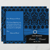 Cobalt Blue and Black Damask Wedding Program (Vorne/Hinten)
