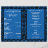 Cobalt Blue and Black Damask Wedding Program (Rückseite)
