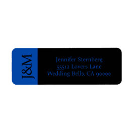 Cobalt Blue and Black Wedding Return Address Label