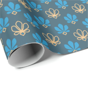 Cobalt Blue and Gold Fleur Gift Wrap - Majestic Geschenkpapier