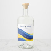 Cobalt Blue and Lemon Yellow Modern Wedding Alkoholflaschenetikett (Vorderseite)