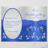 Cobalt Blue and Silver Floral Wedding Program (Vorderseite)