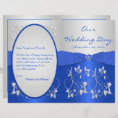 Cobalt Blue and Silver Floral Wedding Program (Vorne/Hinten)