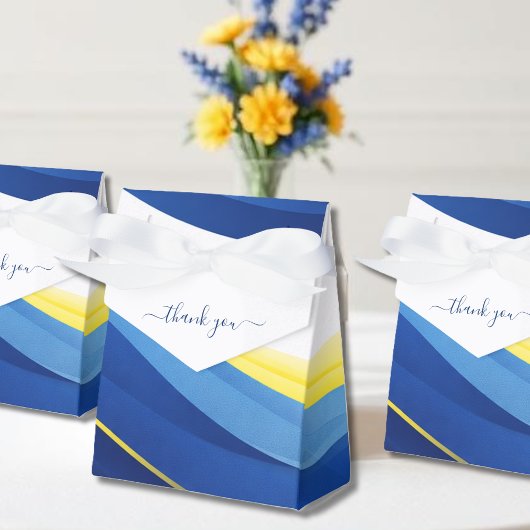 Cobalt Blue and Yellow Wedding Favor Boxes Geschenkschachtel