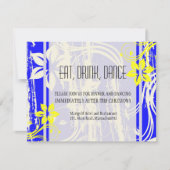 Cobalt Blue and Yellow Wedding Reception Card Einladung (Vorderseite)