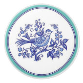 "Cobalt Blue Bird" mit Grenze Keramikknauf (Vorderseite)