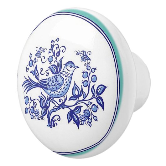 "Cobalt Blue Bird" mit Grenze Keramikknauf (Rechts)