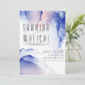 CObalt Blue Blush Rose Moderne Fluid Tinte Einladu Einladung (Stehend Vorderseite)