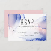 CObalt Blue Blush Rose Modernes Fluid Tinte RSVP Karte (Vorne/Hinten)
