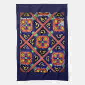 Cobalt Blue Burnt Orange Southwestern Tile Design Handtuch (Vertikal)