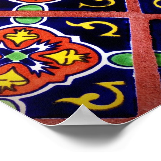 Cobalt Blue Burnt Orange Southwestern Tile Design Poster (Ecke)