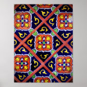 Cobalt Blue Burnt Orange Southwestern Tile Design Poster (Vorne)
