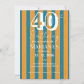 Cobalt Blue & Burnt Orange Stripes Modern Scripted Einladung (Vorderseite)