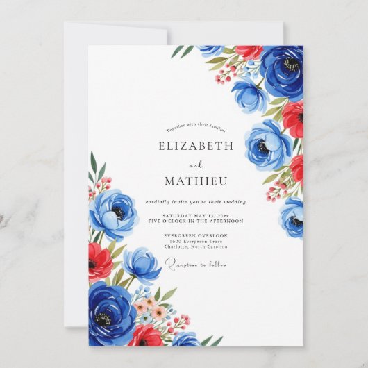 Cobalt Blue Charismatic Summer Wedding Einladung (Vorderseite)