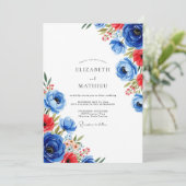 Cobalt Blue Charismatic Summer Wedding Einladung (Stehend Vorderseite)
