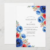Cobalt Blue Charismatic Summer Wedding Einladung (Vorne/Hinten)